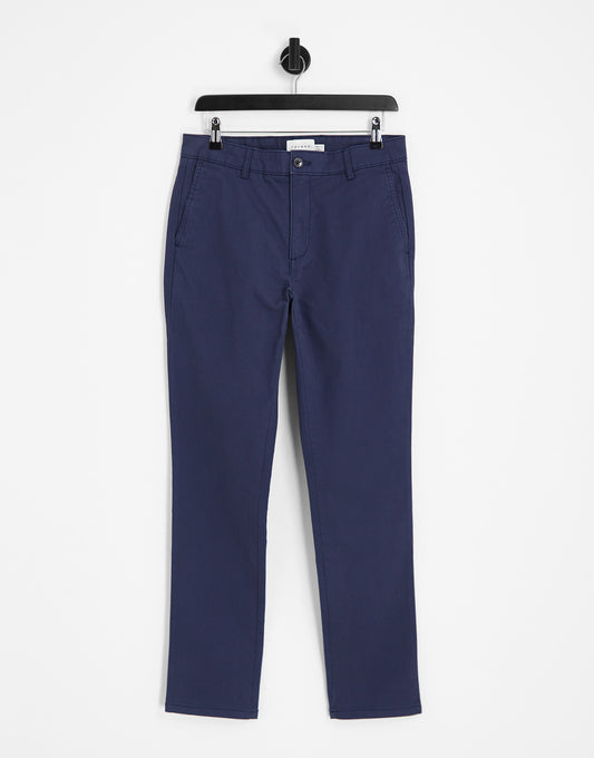 Topman slim chino trousers in navy