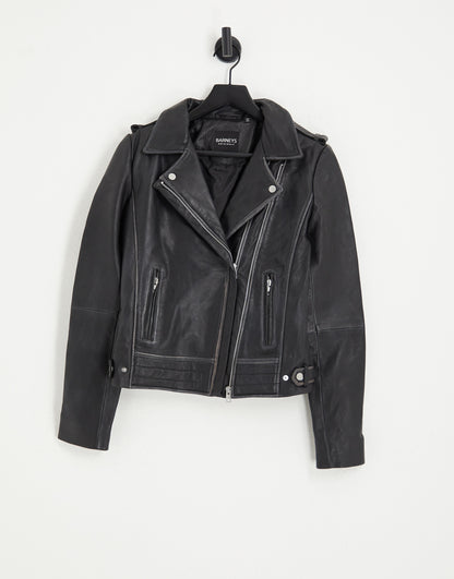 Barney's Originals Tall Beppe leather jacket with ribbed detail