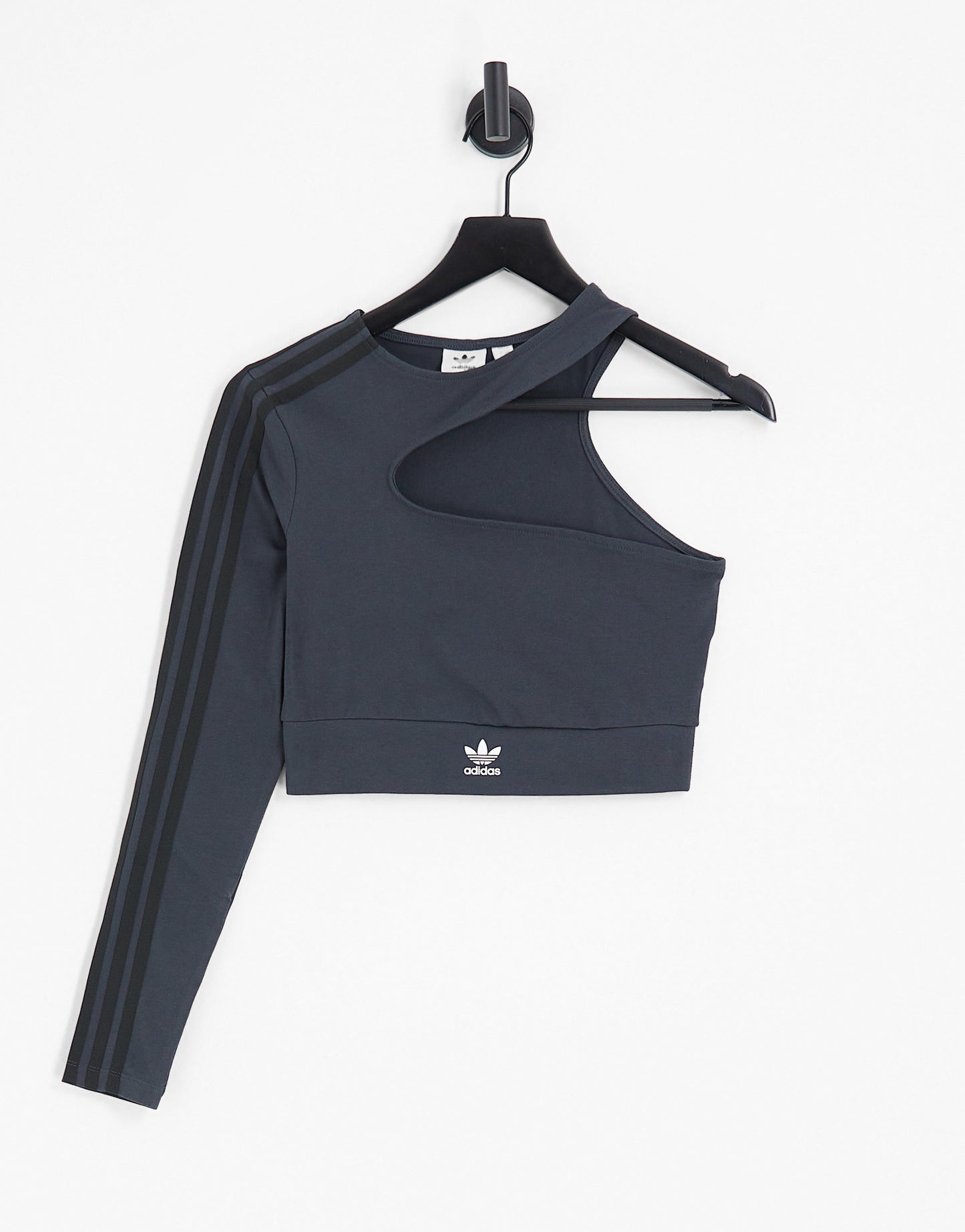 adidas Originals '80's Aerobic' cut out one shoulder crop top in black