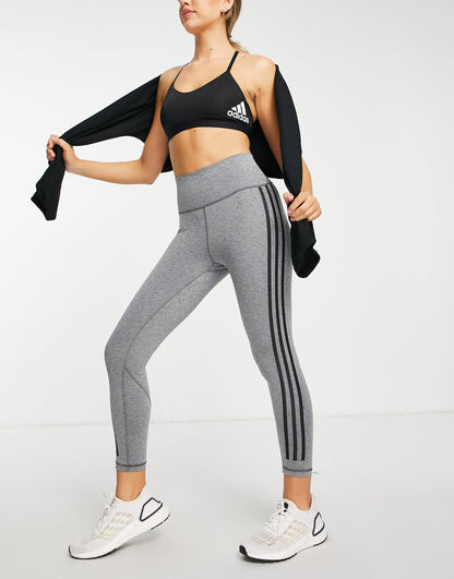 adidas Training Future Icons wrapped stripe leggings in grey