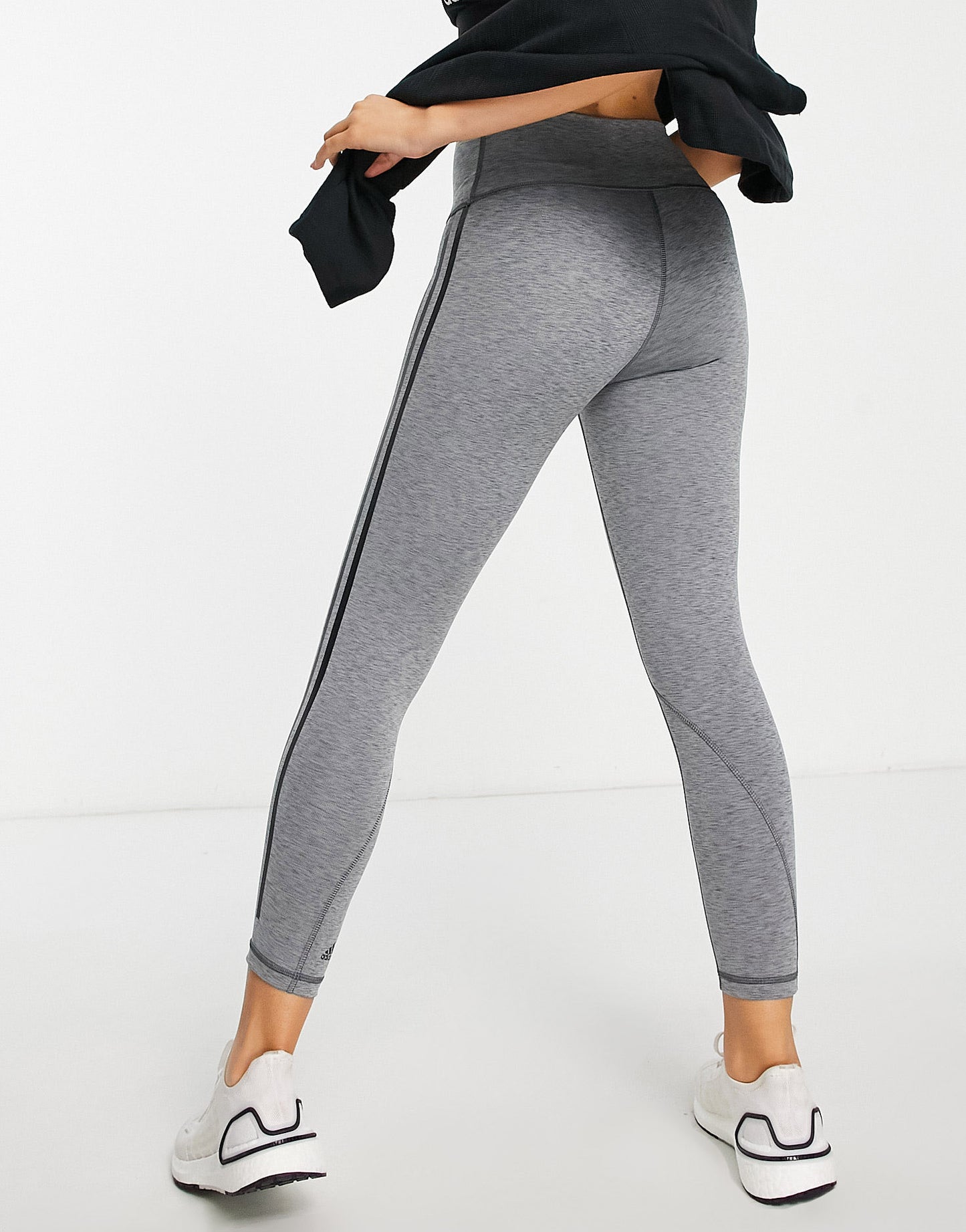 adidas Training Future Icons wrapped stripe leggings in grey