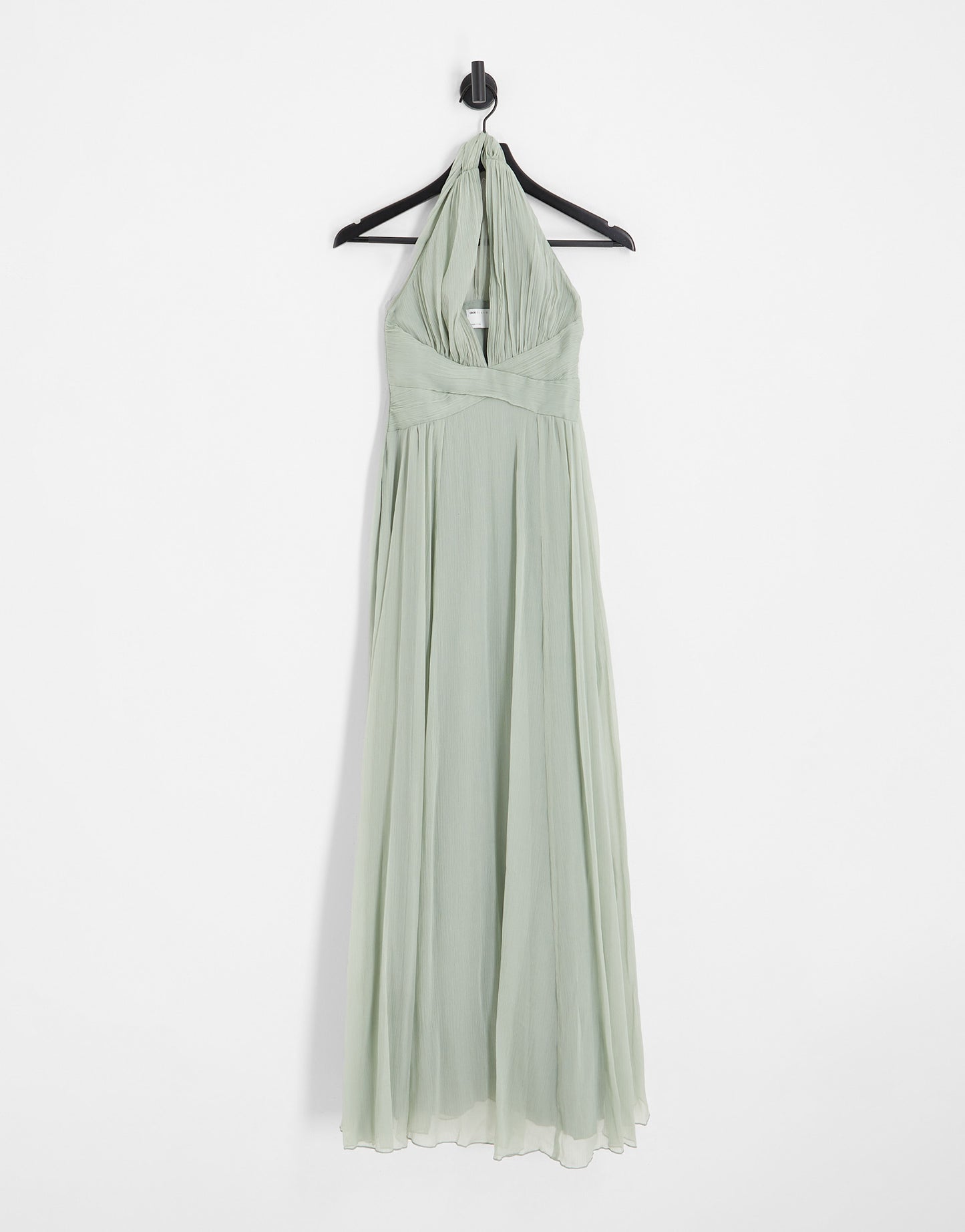 ASOS DESIGN Bridesmaid ruched bodice drape maxi dress with wrap waist in olive