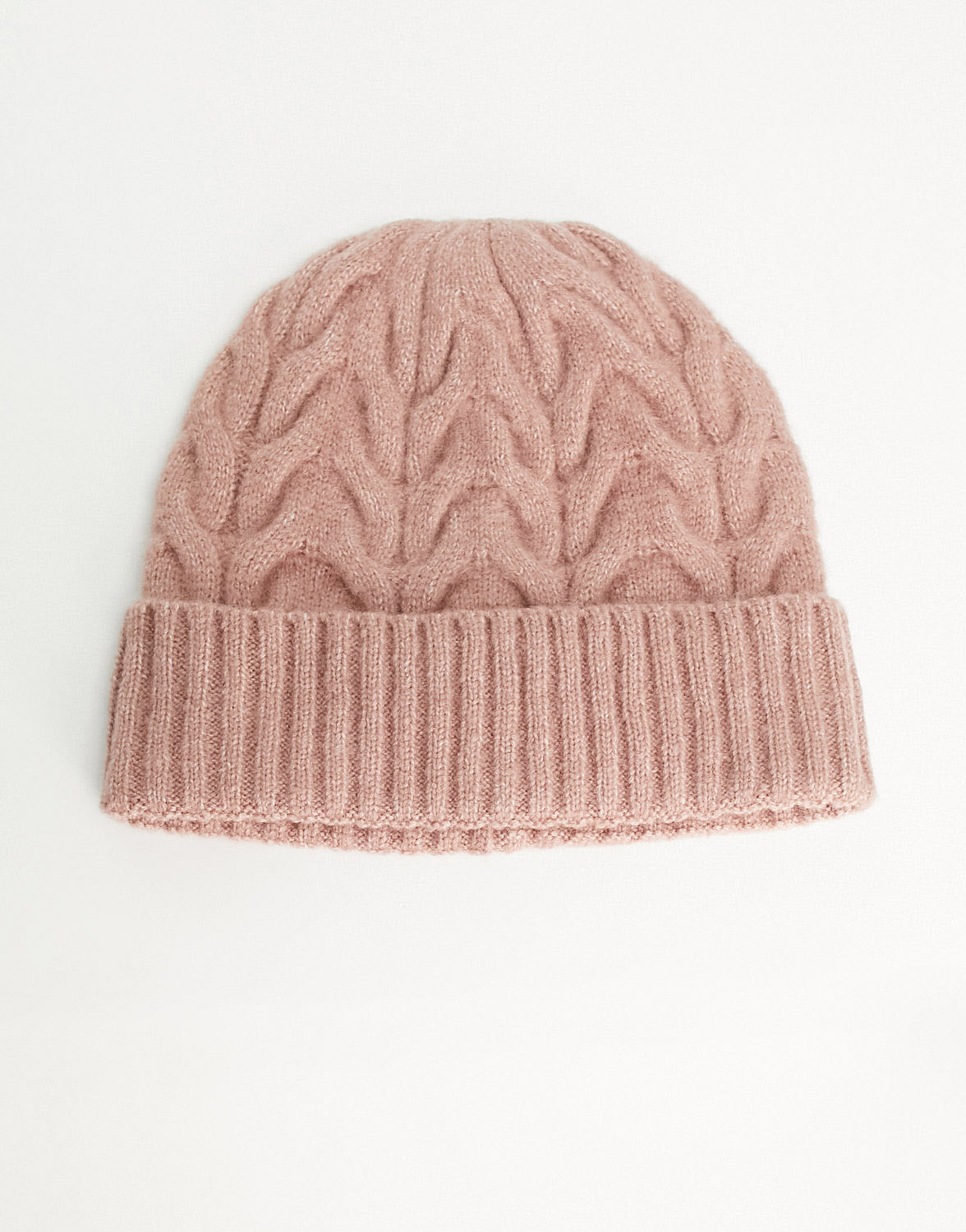 NA-KD cable knit beanie hat in dusty pink