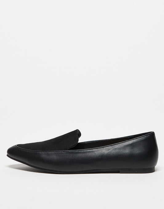 London Rebel pointed flat loafers in black