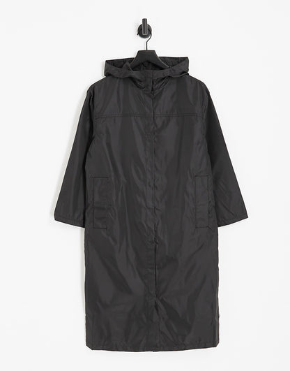 ASOS DESIGN Petite rain parka coat in black