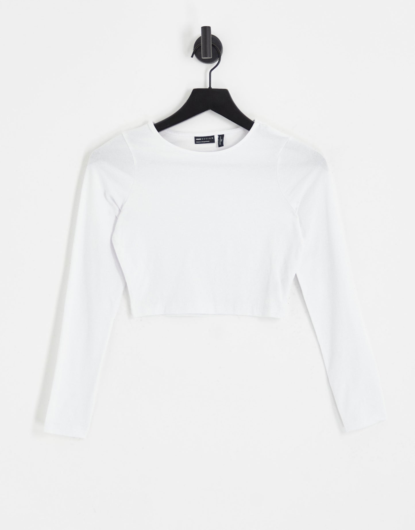 ASOS DESIGN Petite fitted crop t-shirt with long sleeve in white