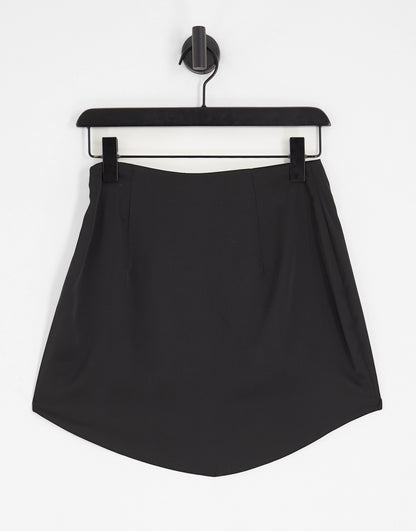 ASOS DESIGN satin mini skirt with curved hem in black