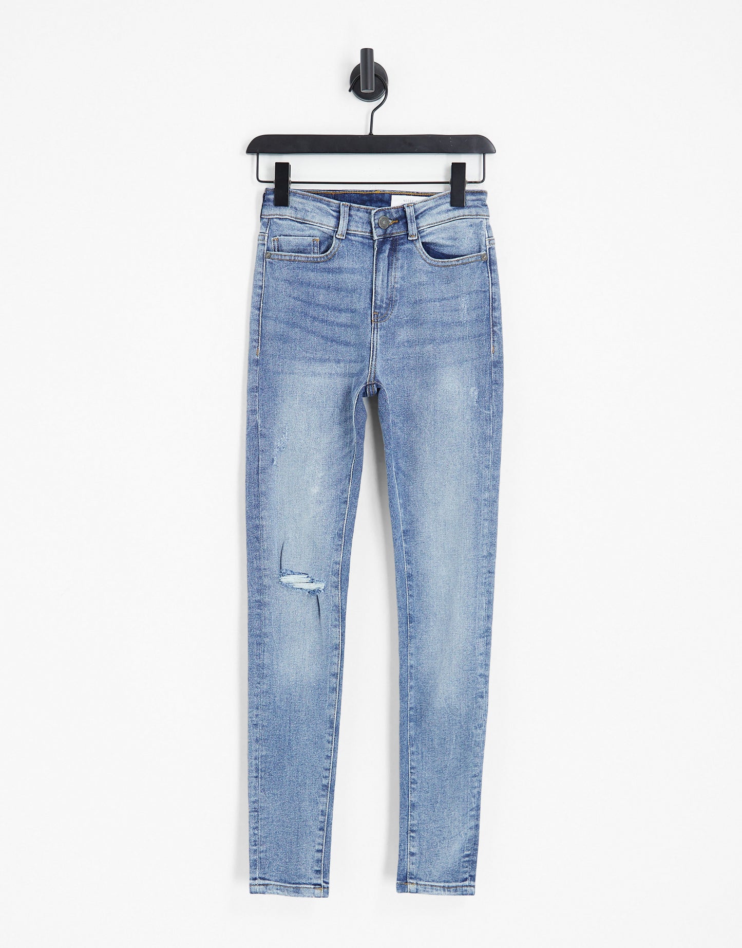 Noisy May Callie high waisted rip skinny jeans in light blue