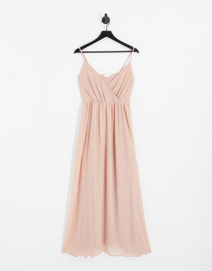 Vila bridesmaid maxi dress in light pink