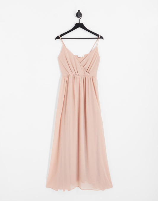 Vila bridesmaid maxi dress in light pink