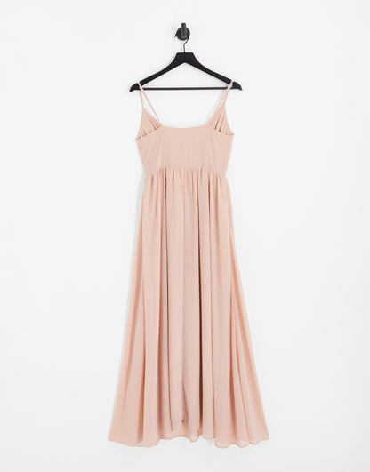 Vila bridesmaid maxi dress in light pink