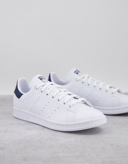 adidas Originals Stan Smith leather trainers in white with navy tab