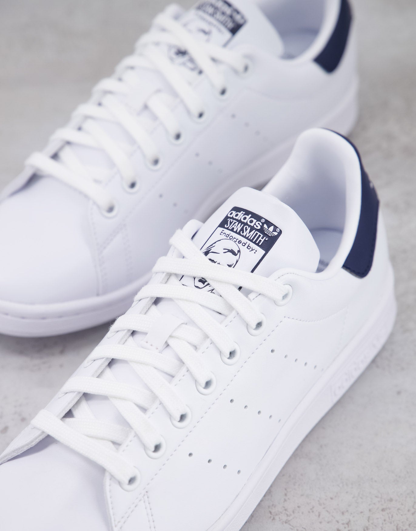 adidas Originals Stan Smith leather trainers in white with navy tab