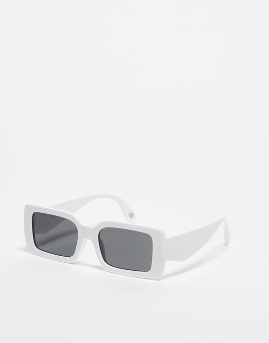 ASOS DESIGN oversized chunky rectangle sunglasses with smoke lens in white