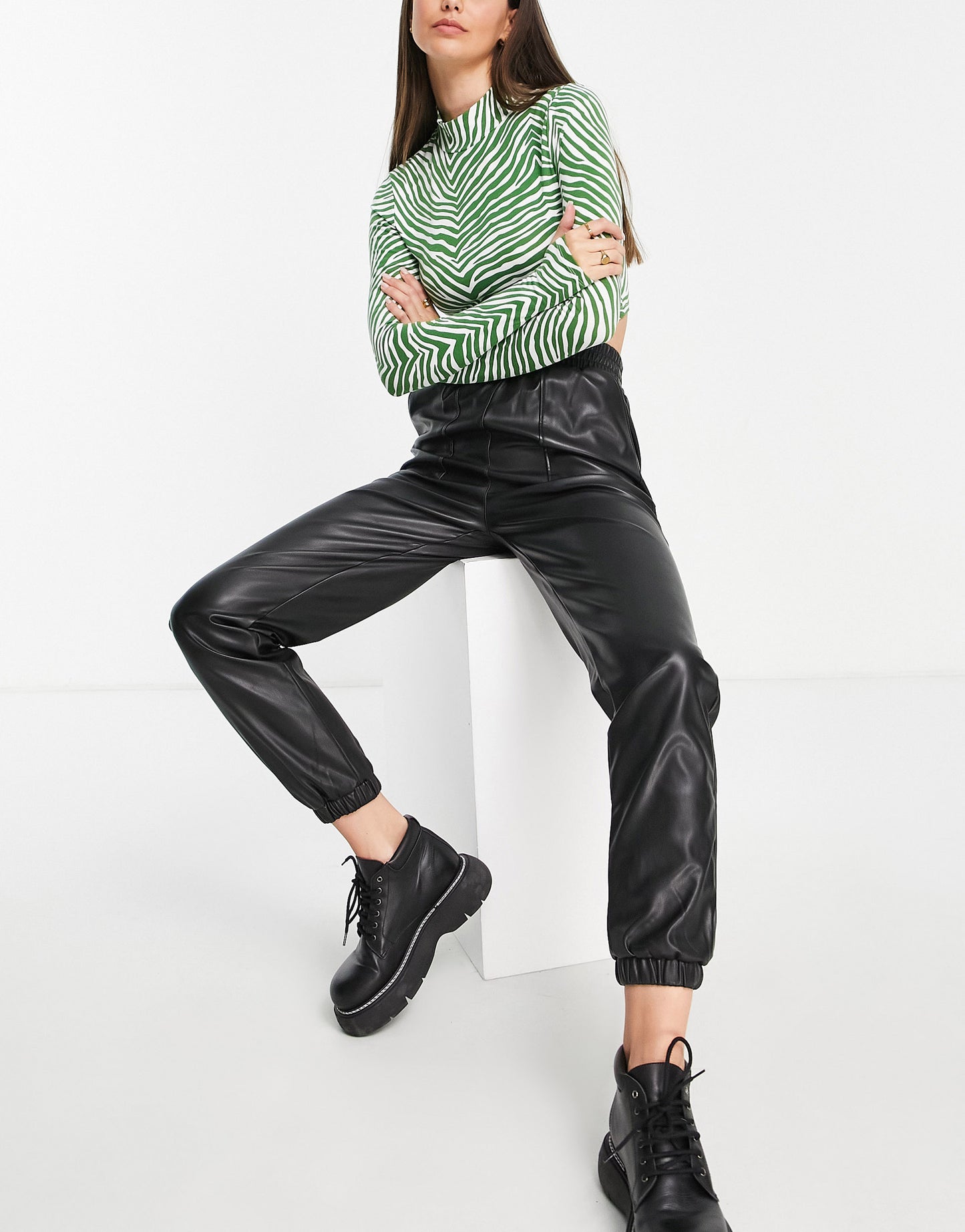 New Look Tall faux leather trouser in black