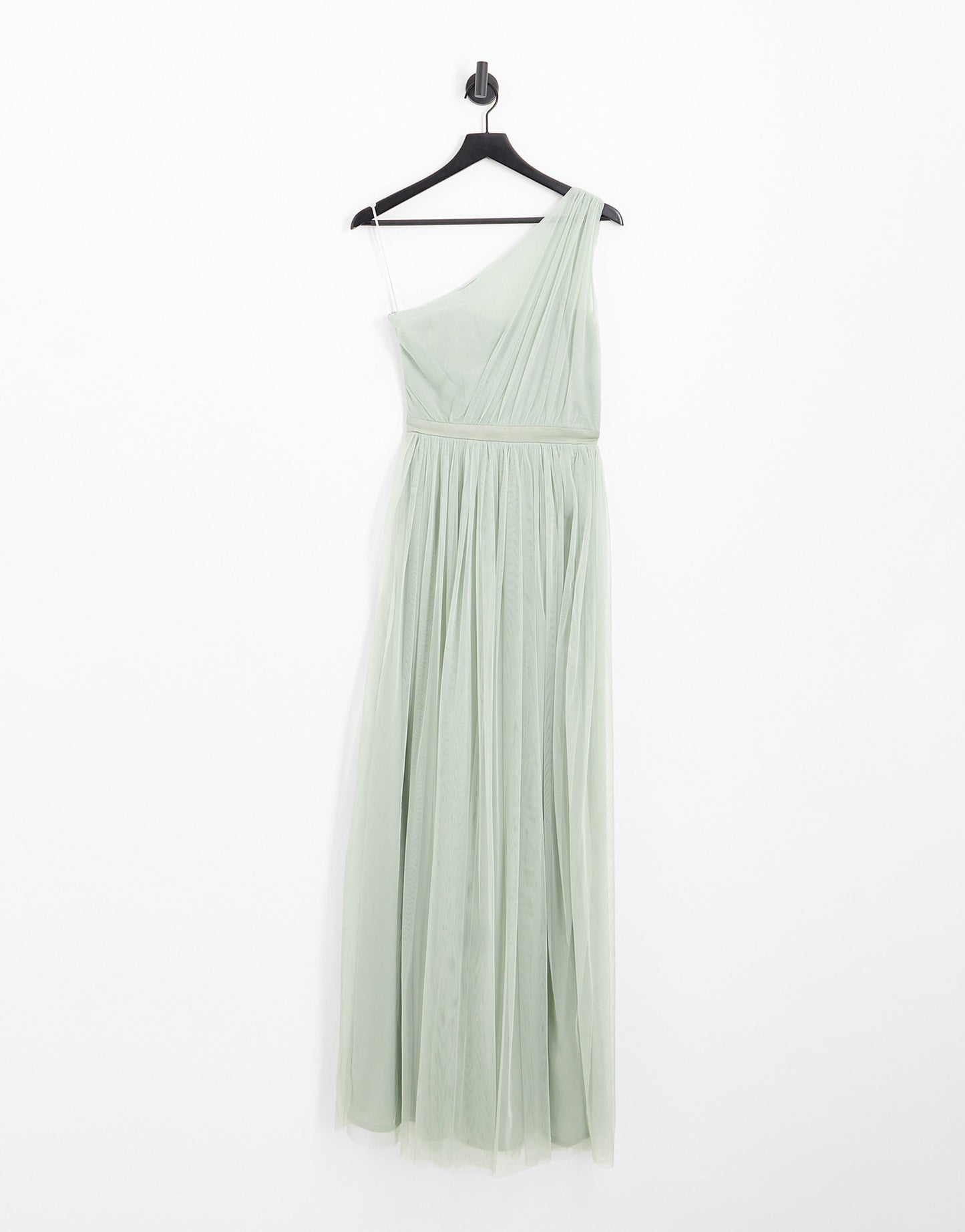 Anaya Bridesmaid tulle one shoulder maxi dress in sage green