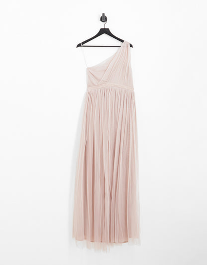 Anaya With Love Maternity Bridesmaid tulle one shoulder maxi dress in pink