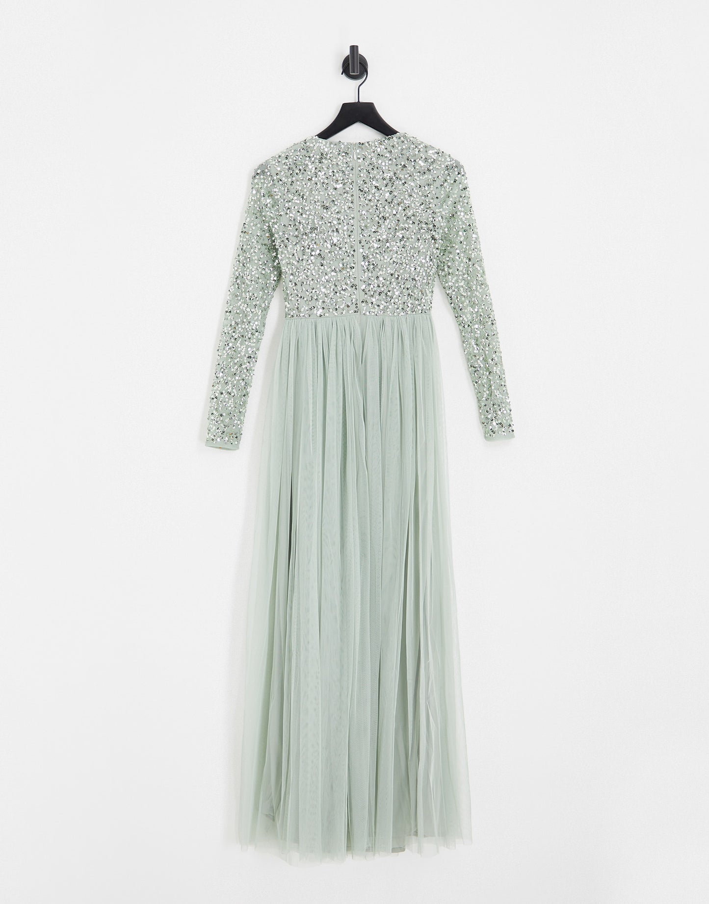 Maya Maternity Bridesmaid long sleeve maxi dress with delicate sequin in sage green