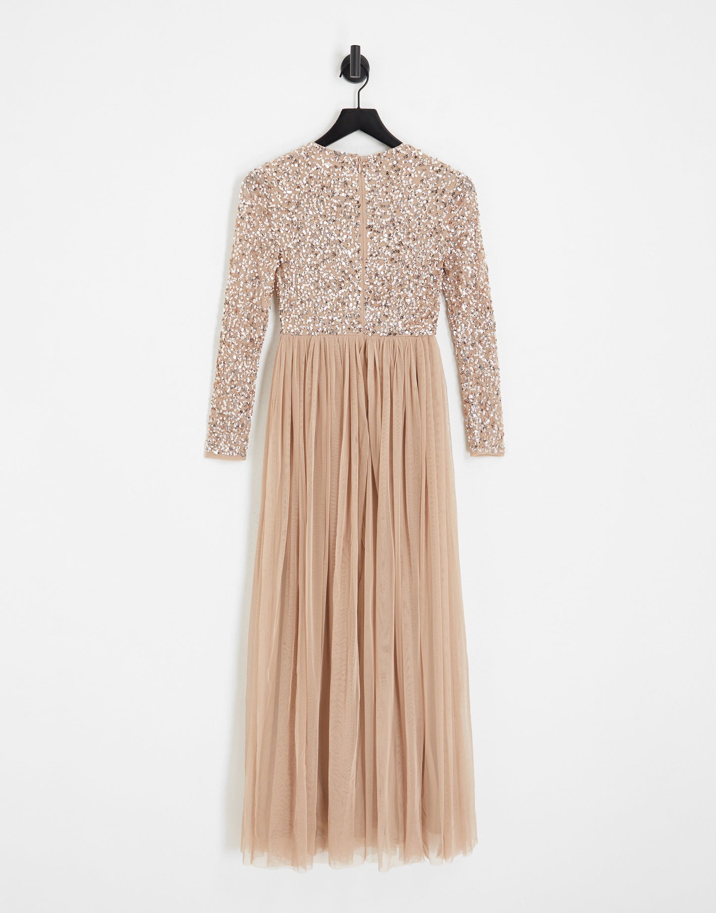 Maya Petite Bridesmaid long sleeve maxi dress with delicate sequin in muted blush