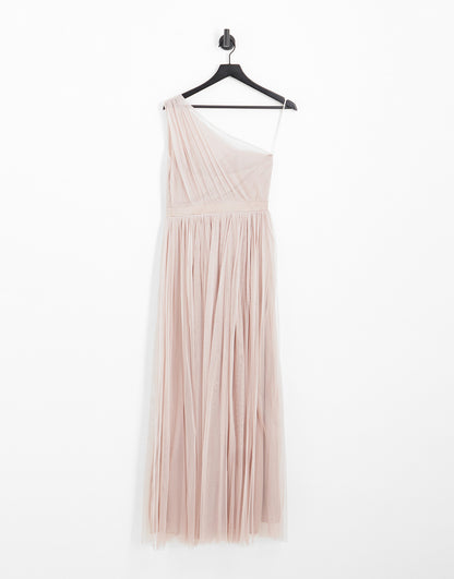 Anaya With Love Petite Bridesmaid tulle one shoulder maxi dress in pink