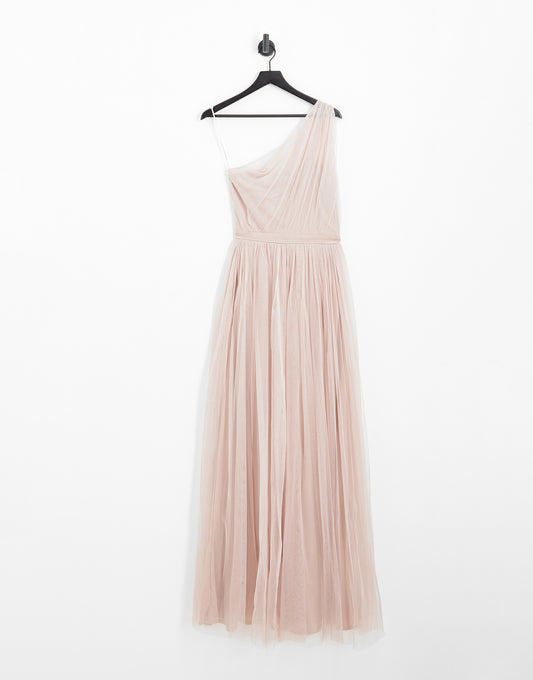 Anaya With Love Tall Bridesmaid tulle one shoulder maxi dress in pink