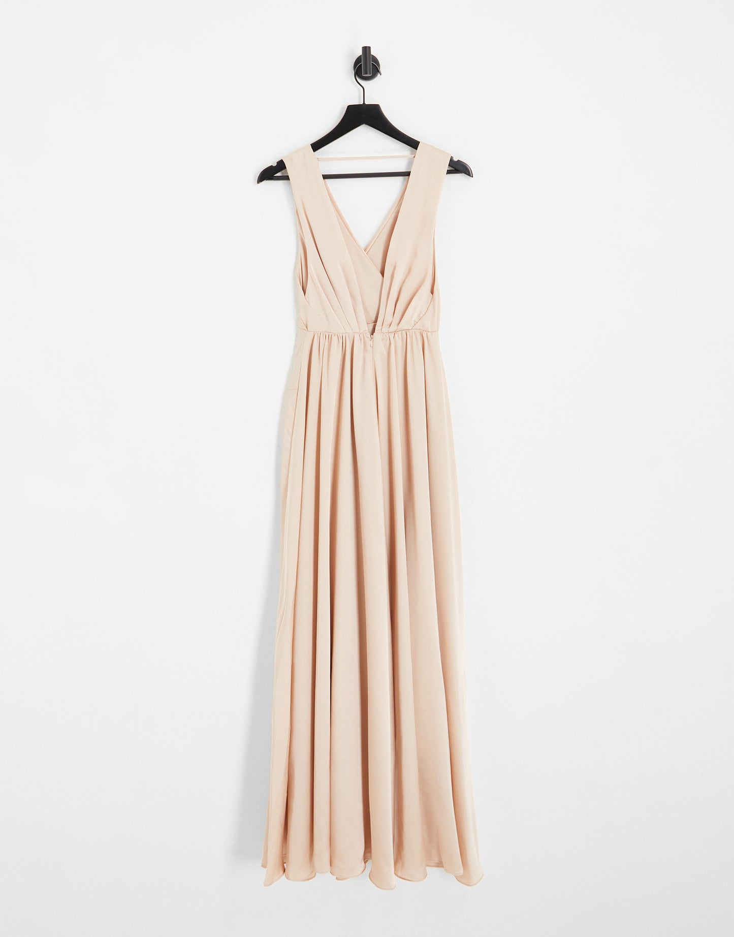 ASOS DESIGN Bridesmaid satin maxi dress with wrap bodice in blush