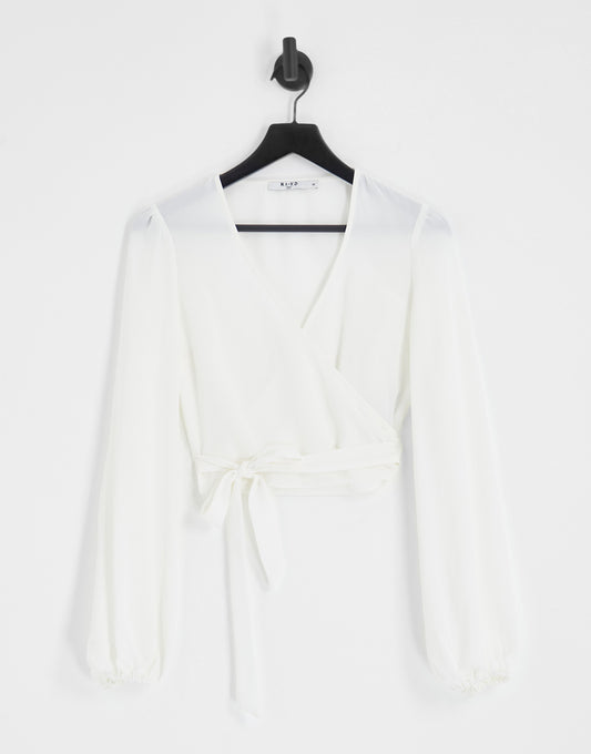 NA-KD wrap blouse in white