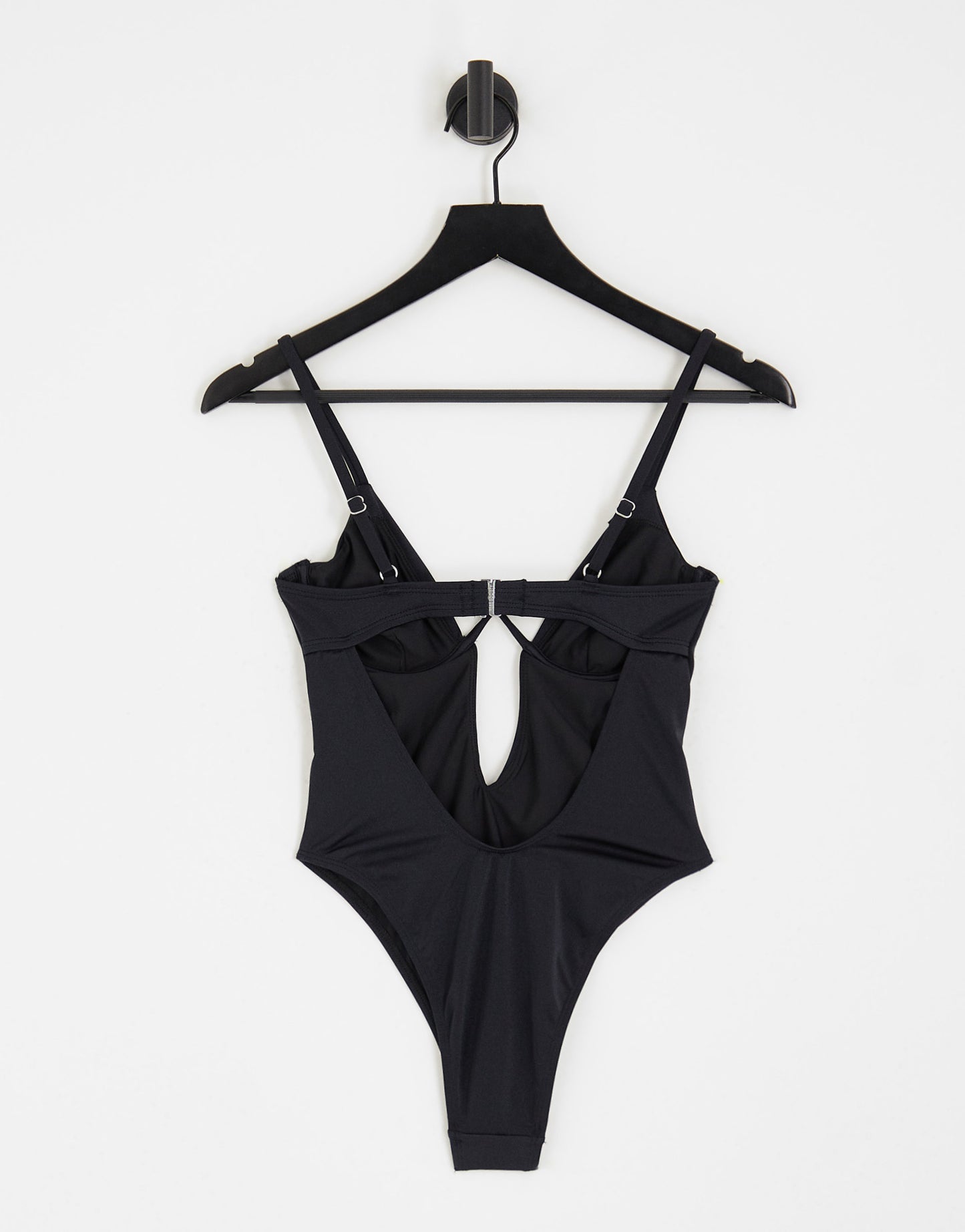 Free Society monowire swimsuit with deep plunge cut out detail in black