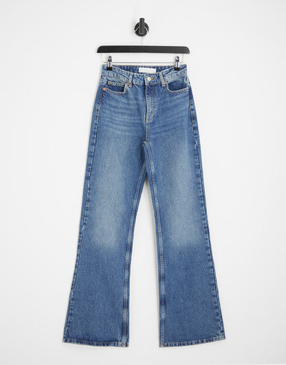 Topshop 90s flare jeans in mid blue