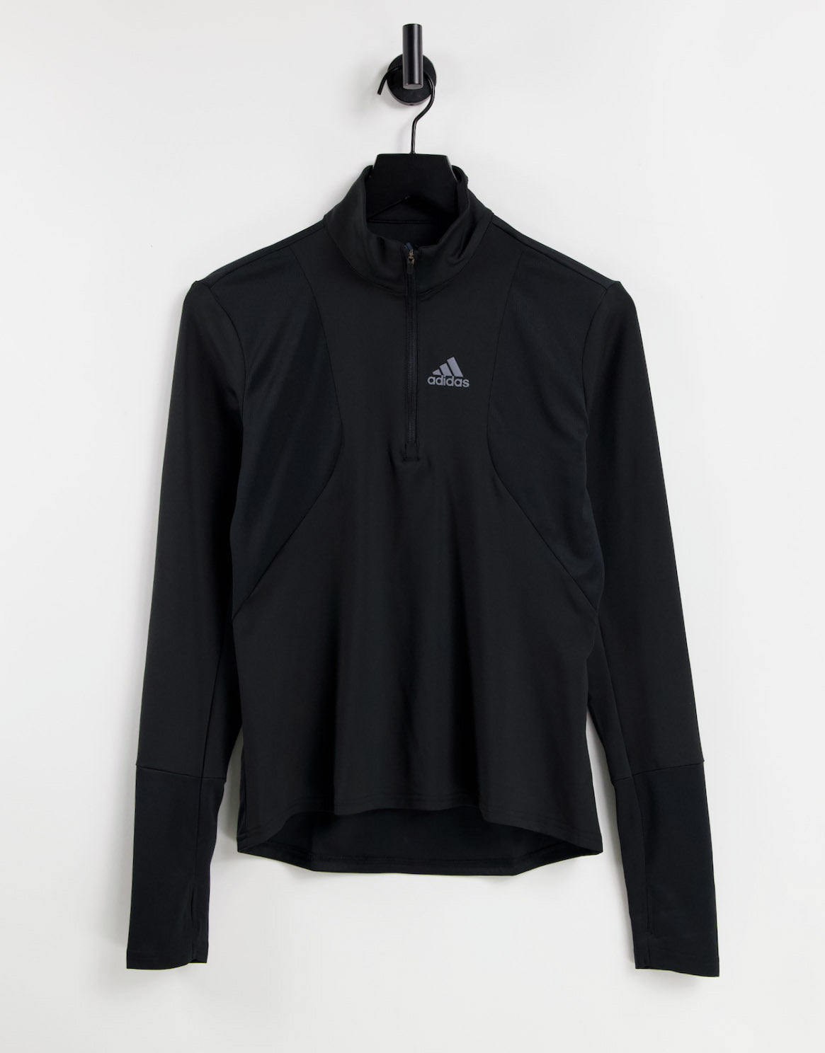 adidas Running Own The Run half zip long sleeve top in black