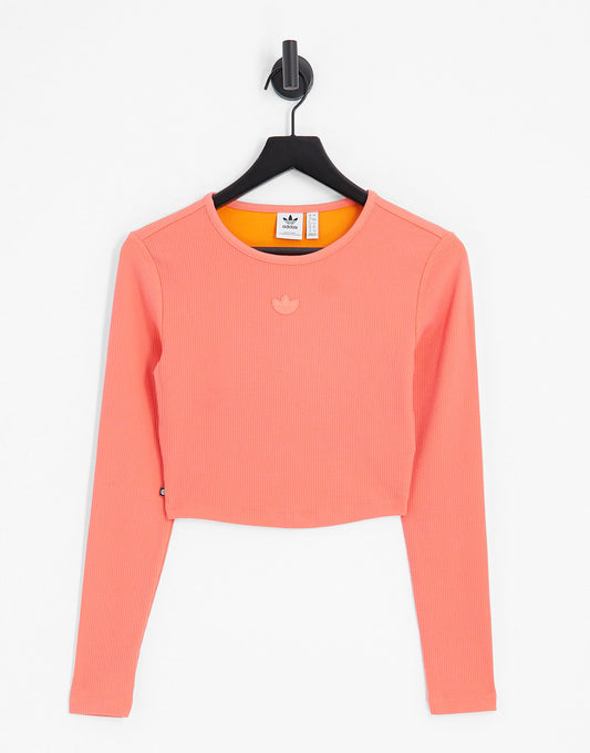 adidas Originals ribbed cropped top in orange