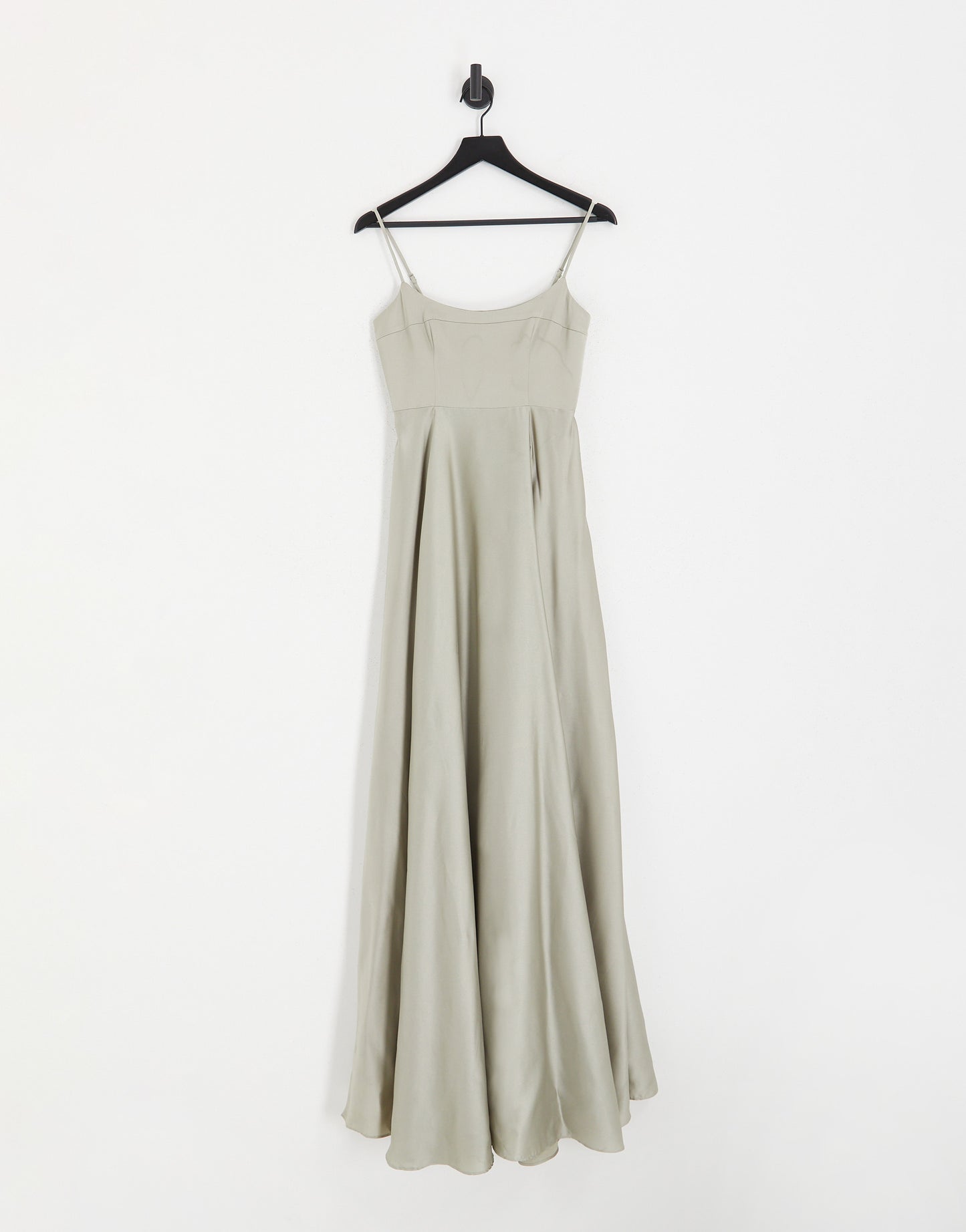 ASOS DESIGN Bridesmaid satin cami maxi dress with full skirt in sage green