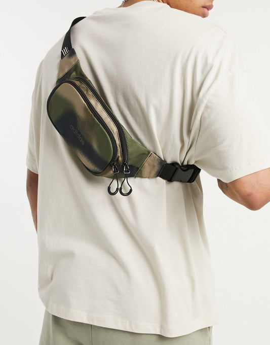 adidas Originals camouflage waist bag in green