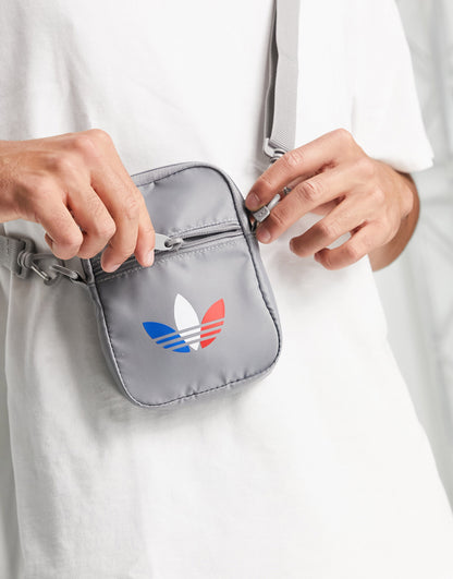 adidas Originals Adicolor Tricolor festival bag in grey