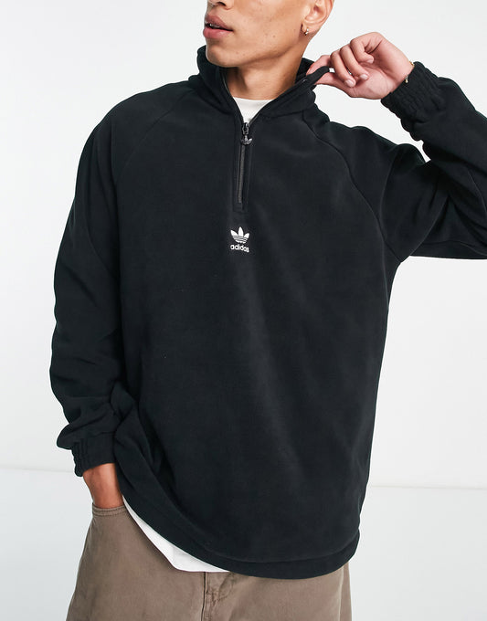 adidas Originals adicolor 1/4 zip fleece in black