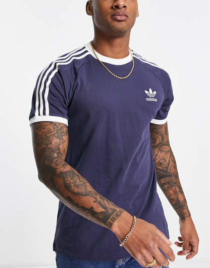 adidas Originals adicolor three stipe t-shirt in shadow navy