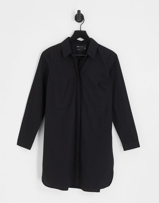 ASOS DESIGN cotton mini shirt dress in black