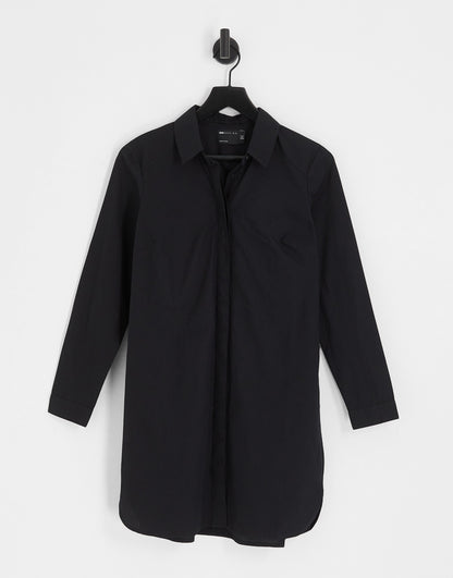 ASOS DESIGN cotton mini shirt dress in black