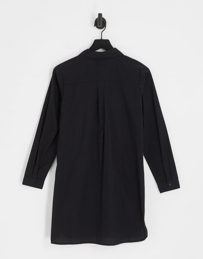 ASOS DESIGN cotton mini shirt dress in black