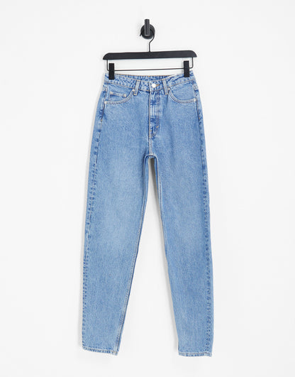 Weekday Lash extra high waist mom jeans in hanson blue - MBLUE