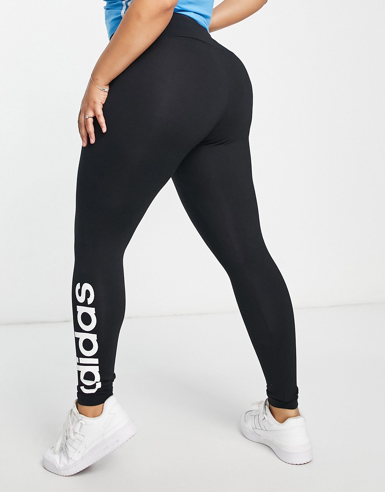 adidas Running Plus leggings with logo in black and white