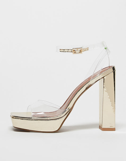 ASOS DESIGN Noun platform barely there heeled sandals in clear