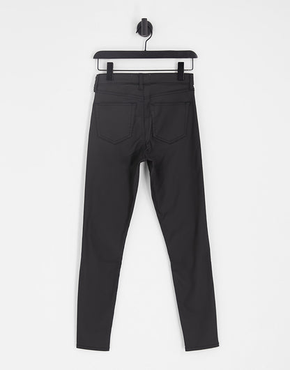 Topshop high rise Jamie jeans in coated black