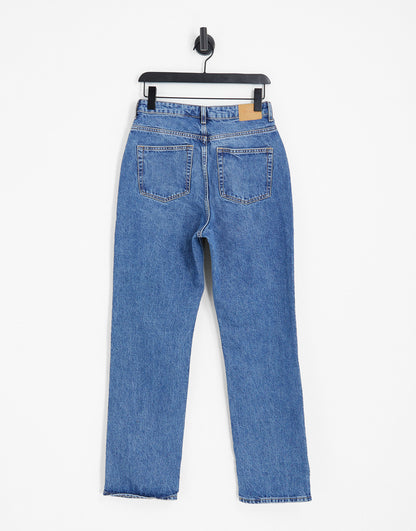 Weekday Rowe Extra high waist  straight fit jeans in deep blue - MBLUE