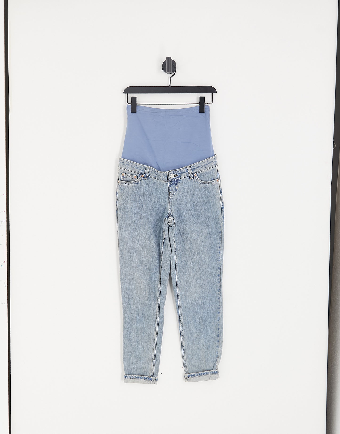 Topshop Maternity overbump Premium Original Mom jeans in bleach