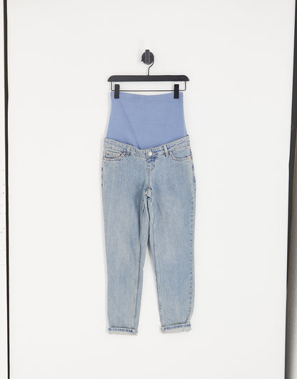 Topshop Maternity overbump Premium Original Mom jeans in bleach