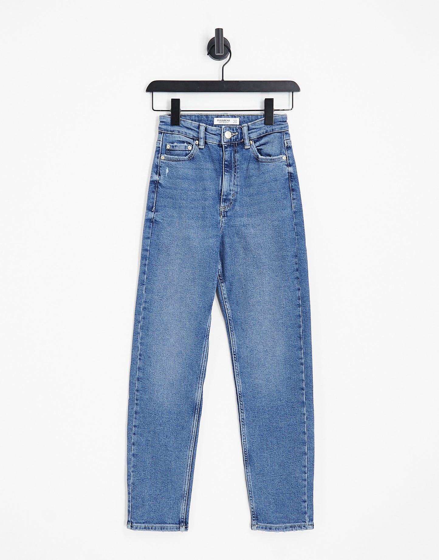 Pull&Bear slim mom jeans in mid blue