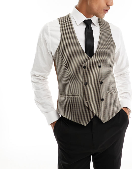 Harry Brown waistcoat in brown mini check