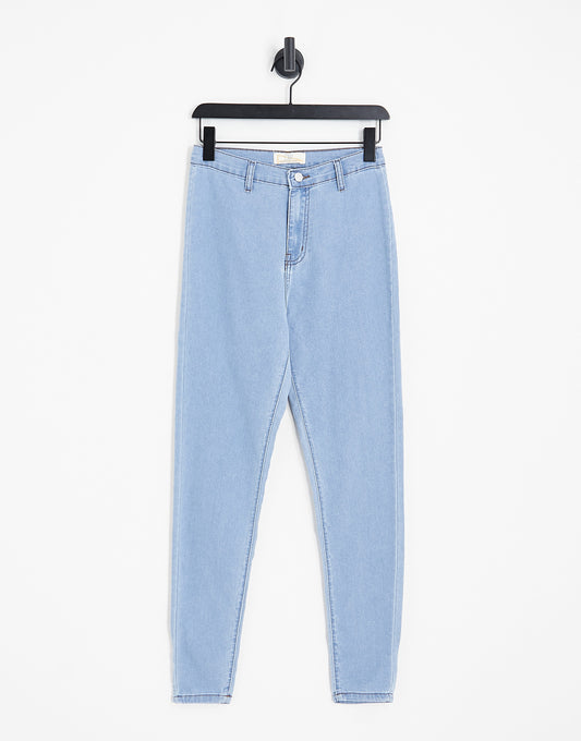 DTT Chloe high waisted disco stretch skinny jeans in light wash blue