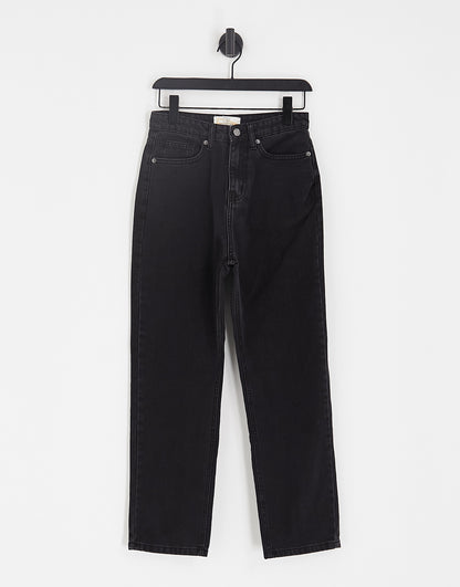 DTT Katy high waisted cropped straight jeans in washed black